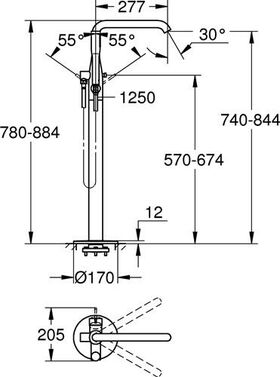 Grohe Einhand-Wannenbatterie ESSENCE DN 15 Bod. FMS f 45984 chr