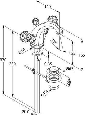 Kludi Waschtischarmatur ADLON DN 15 m Swarovski-Elementen Ausl. 140mm