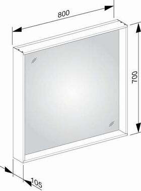 Keuco Kristallspiegel X-LINE 800x700x105mm vulkanit