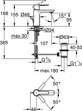 Grohe Einhand-Waschtischbatterie LINEARE 1/2Zoll XS-Size chr