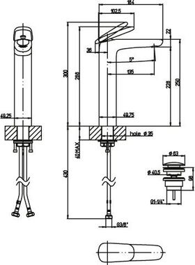 VB Einhebel-WT-Arm. erhöht Antao 50x250 x184mm m Push-Open-Ablgarn. Matt Black