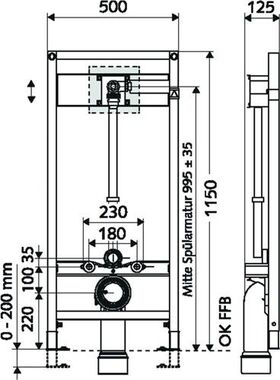 Schell WC-Montagemodul MONTUS BH 115cm, mit Spülarmatur COMPACT II