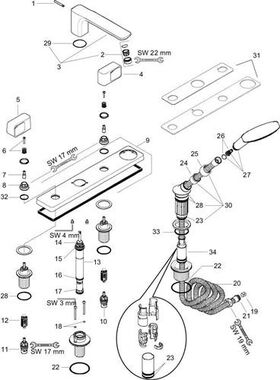 4-Loch Fliesenrandarmatur AXOR URQUIOLA DN 15, mit Platte chrom