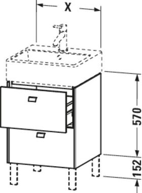 Duravit Waschtischunterbau BRIOSO Griffe Frontfarbe 570x484x459mm ta matt