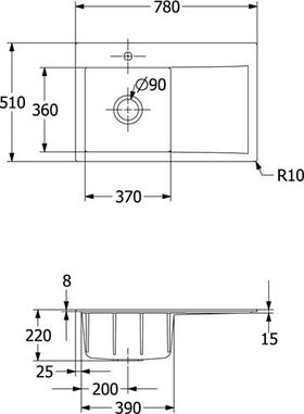 V&B Einbauspüle SUBWAY STYLE 45 780x510mm Be li Exzent. steam