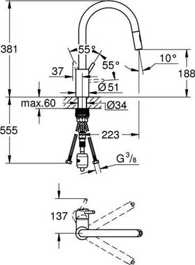 Grohe Einhand-Spültischbatterie CONCETTO 1/2Zoll ho Ala su-st