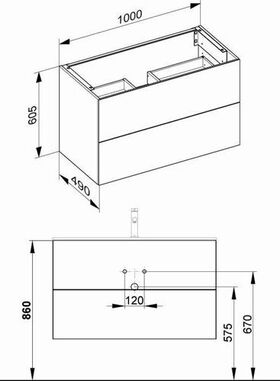 Keuco Waschtischunterbau X-LINE 1000x605x490mm trüffel