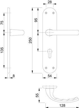 Renovationsgarnitur Tôkyô 1710/3334 Alu.F1 PZ 4-KT.8mm Entf.72mm HOPPE