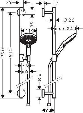 HG Brauseset RAINDANCE SELECT S 120 Bsta Unica Comfort 900mm weiß/chrom