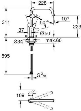 Grohe EH-Spb EUROSMART Vor-Fenster-Montage, hoher Auslauf chrom