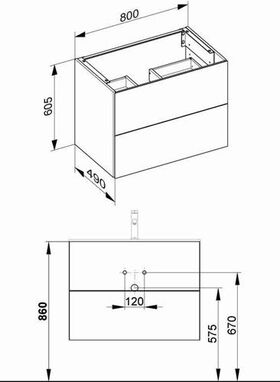 Keuco Waschtischunterbau X-LINE 800x605x490mm cashmere