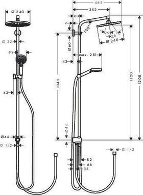 HG Showerpipe CROMETTA S 240 1JET RENO DN 15, EcoSmart 9 l/min chrom