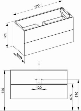 Keuco Waschtischunterbau X-LINE 1200x605x490mm vulkanit