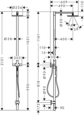 HG Duschsäule AXOR STARCK m Kopfbrause 240 Thermostat 1 jet chrom