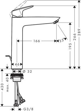 HG Einhebel-Waschtischmischer 190 LOGIS DN 15 m ZAG G 1 1/4Zoll mattschwarz