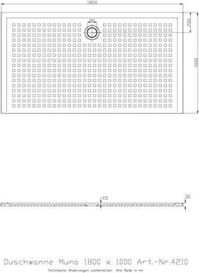 Hoesch Duschwanne MUNA mit Antirutsch 1800x1000x30mm weiß