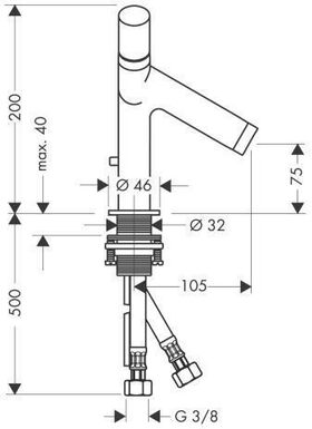 2-Griff-Waschtischarmatur 80 AXOR STARCK DN 15 m ZAG 1 1/4Zoll brushed nickel