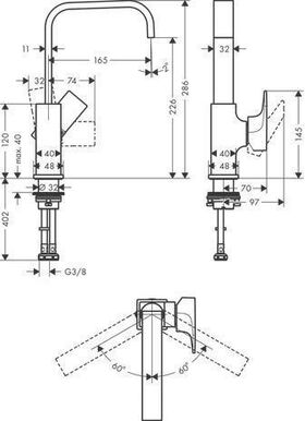 HG EH-WT-MI METROPOL 230 mit Push-Open Ablaufgarnitur chrom