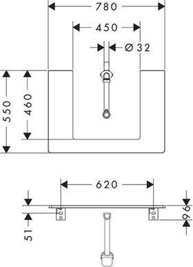 HG Konsole Xelu Q 780x550mm m Auschnitt mittig eiche natur