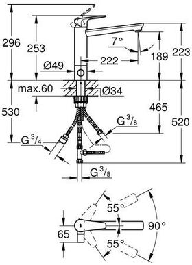 Grohe Einhand-Spültischarmatur BAUEDGE 1/2Zoll mi-ho Ala integr Vorabsp. chr