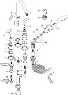 4L Fliesenrandarmatur AXOR CITTERIO M DN 15 m Hebelgr. u Ros. bru gold optic