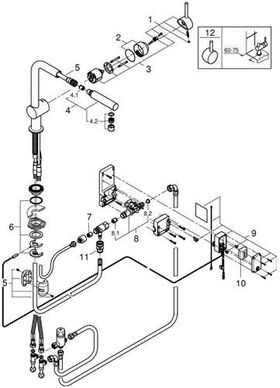 Grohe EH-Spültischbatterie MINTA TOUCH 1/2Zoll elektronisch L-Auslauf su-st