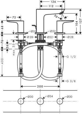 HG 3-Loch-Waschtischarmatur TALIS E m ZAG G 1 1/4Zoll pol. go optic