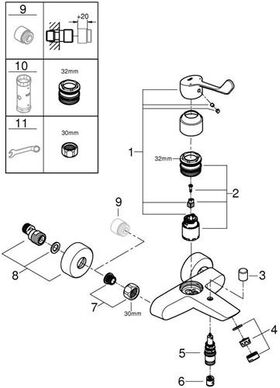 Grohe Einhand-Wannenbatterie EUROSMART 1/2Zoll chr