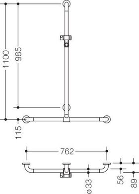 Hewi Duschhandlauf SERIE 801 se 1100mm waagerecht 762mm rubinrot