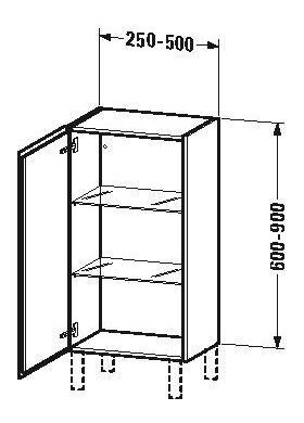 Duravit Halbhochschrank ind L-CUBE 250/500x200/363x600/900mm Ans re taupe