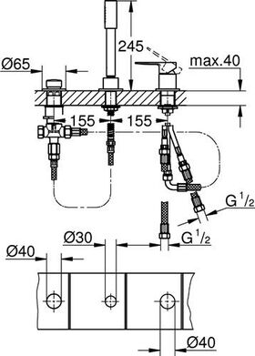 Grohe 3-Loch-Einhand-Wannenkomb. LINEARE chr