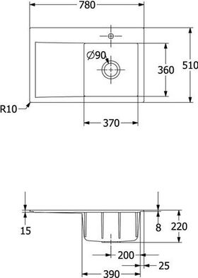 V&B Einbauspüle SUBWAY STYLE 45 780x510mm Be re Handbet. we