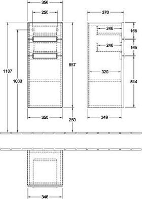 V&B Seitenschrank SUBWAY 2.0 354x857x370mm Abdpl we Glossy Grey