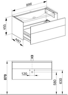 Keuco Waschtischunterbau ROYAL REFLEX 996x450x487mm titan