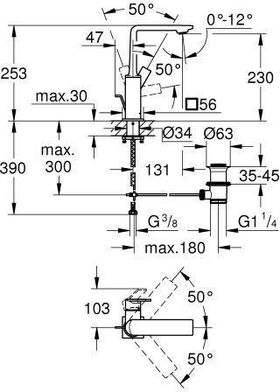 Grohe Einhand-Waschtischbatterie ALLURE 1/2Zoll L-Size ha graph