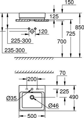 GROHE Aufsatzwaschtisch Cube Keramik 1 HL m ÜL 500x490mm PureGuard/awe