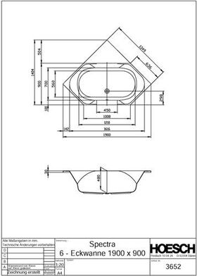 Hoesch 6-Eck-Badewanne SPECTRA 1900x900x480mm we