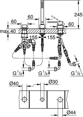 Grohe 3-Loch-Wannenkombination PLUS o Auslauf chr