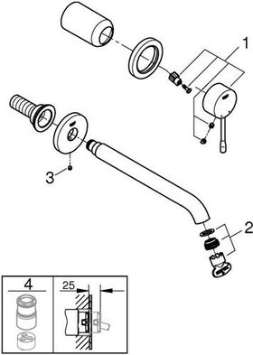 Grohe 2-Loch-Waschtischbatterie ESSENCE Ausldg 230mm wa sun gebü