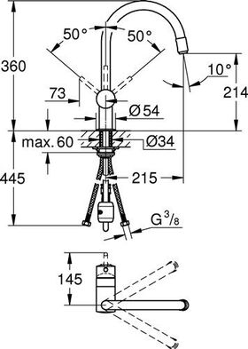 Grohe Einhand-Spültischbatterie MINTA DN 15 z. Mousseur EJ 5,7 l/m Mouss chr