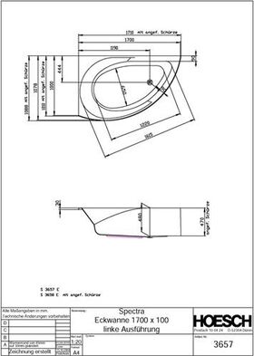 Hoesch Eck-Badewanne SPECTRA li 1700x1000x480mm we