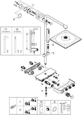 Grohe Duschsystem EUPHORIA SC SYSTEM 310 Cube D m Thermostat mo wh