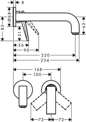 Fertigmontageset AXOR CITTERIO f Unterputz-Einhebel-Waschtischmischer H