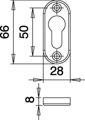 Schlüsselrosette 1393/0003 Alu.F1 Schildst.7mm PZ ov.EDI