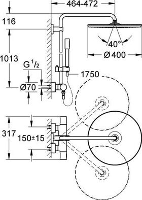 Grohe Duschsystem RAINSHOWER SYSTEM 400 m Thermostat-Batt chr