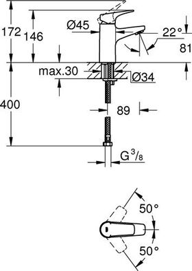 Grohe Einhand-Waschtischbatterie BAUFLOW 1/2Zoll S-Size chr