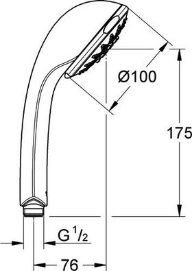 Grohe Handbrause RELEXA F 5 Strla Normal/Jet/Rain/Massage/Champa