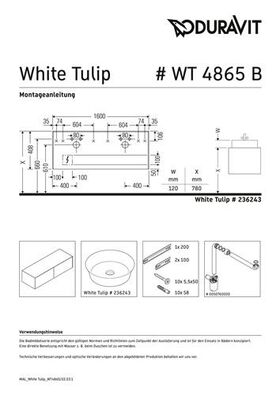 Duravit Waschtischunterbau WHITE TULIP 1600x408x550mm we sdm ES Ei beidseitig