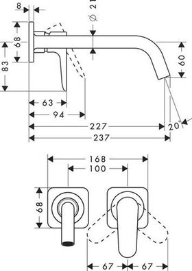 EH-WT-MI AXOR CITTERIO M DN 15 UP m Ros. m Ala 227mm bru nickel