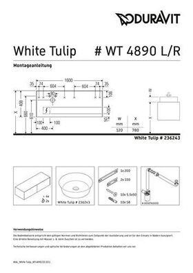 Duravit Waschtischunterbau WHITE TULIP 1600x408x550mm we sdm ES Nussbaum rechts